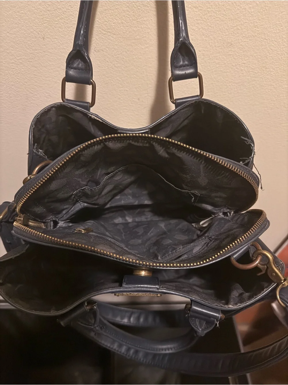Loungefly Black Satchel with Gold Cityscape Embroidery